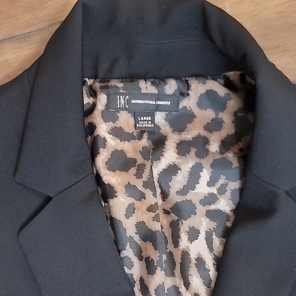 INC International Concepts Black and Brown Blazer Versatile Suit Jacket - Picture 3 of 9